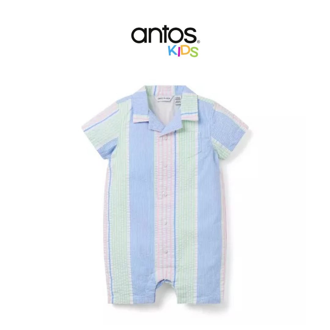 Baby Striped Seersucker Stripe Romper