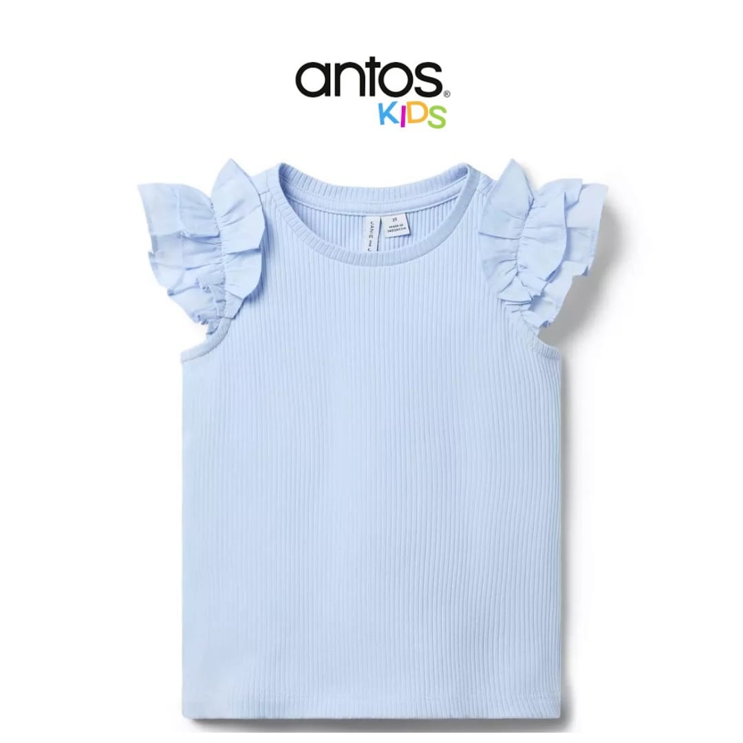 Ribbed Ruffle Sleeve Top