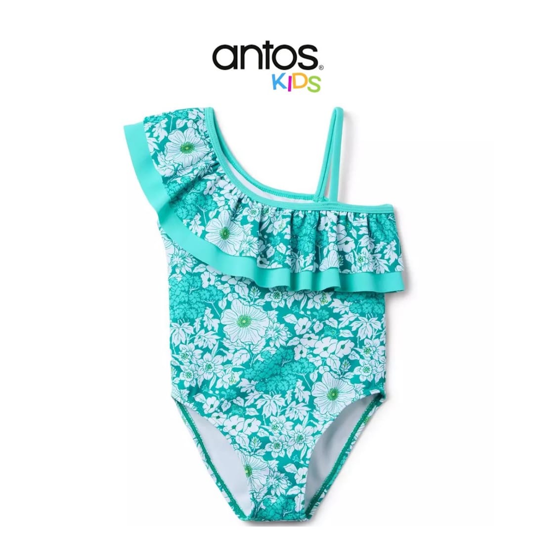 Recycled Floral Ruffle Shoulder Swimsuit