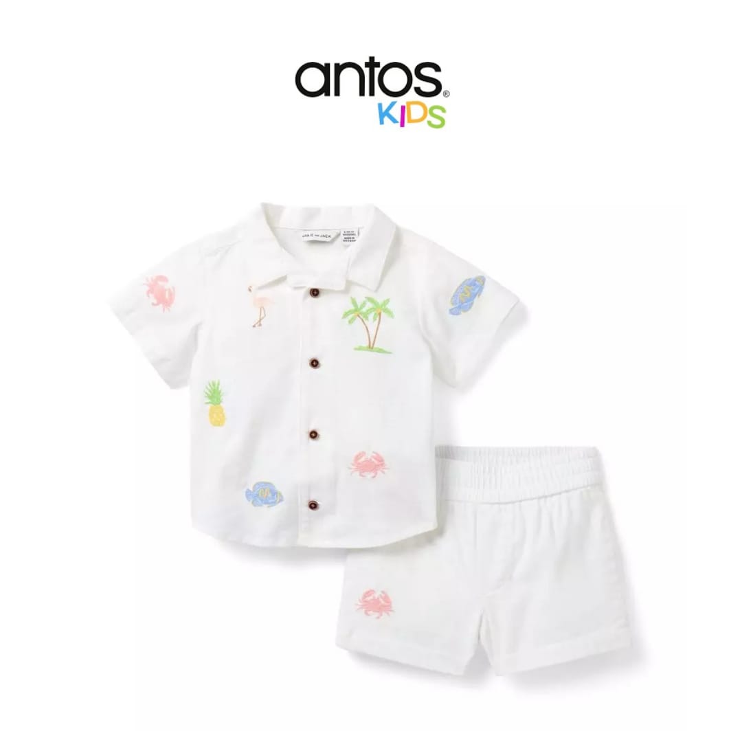 The Embroidered Cabana Matching Baby Set