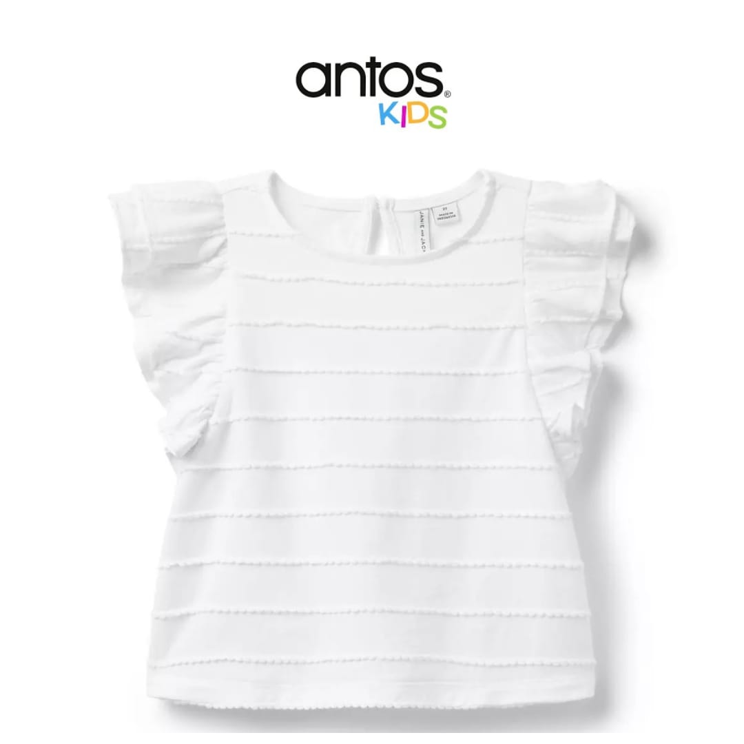 Textured Stripe Ruffle Sleeve Top