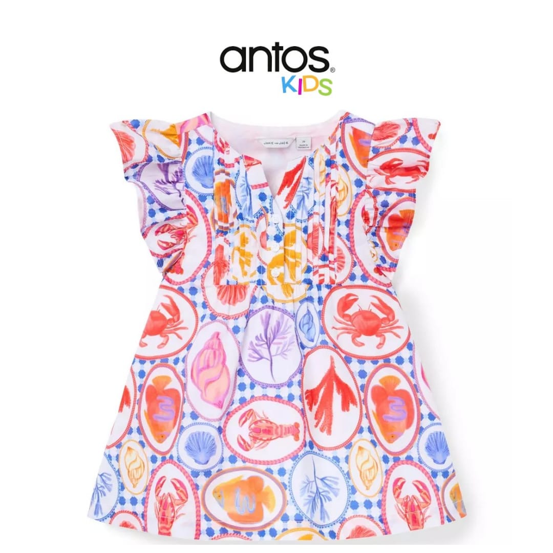 Ocean Icon Ruffle Sleeve Dress