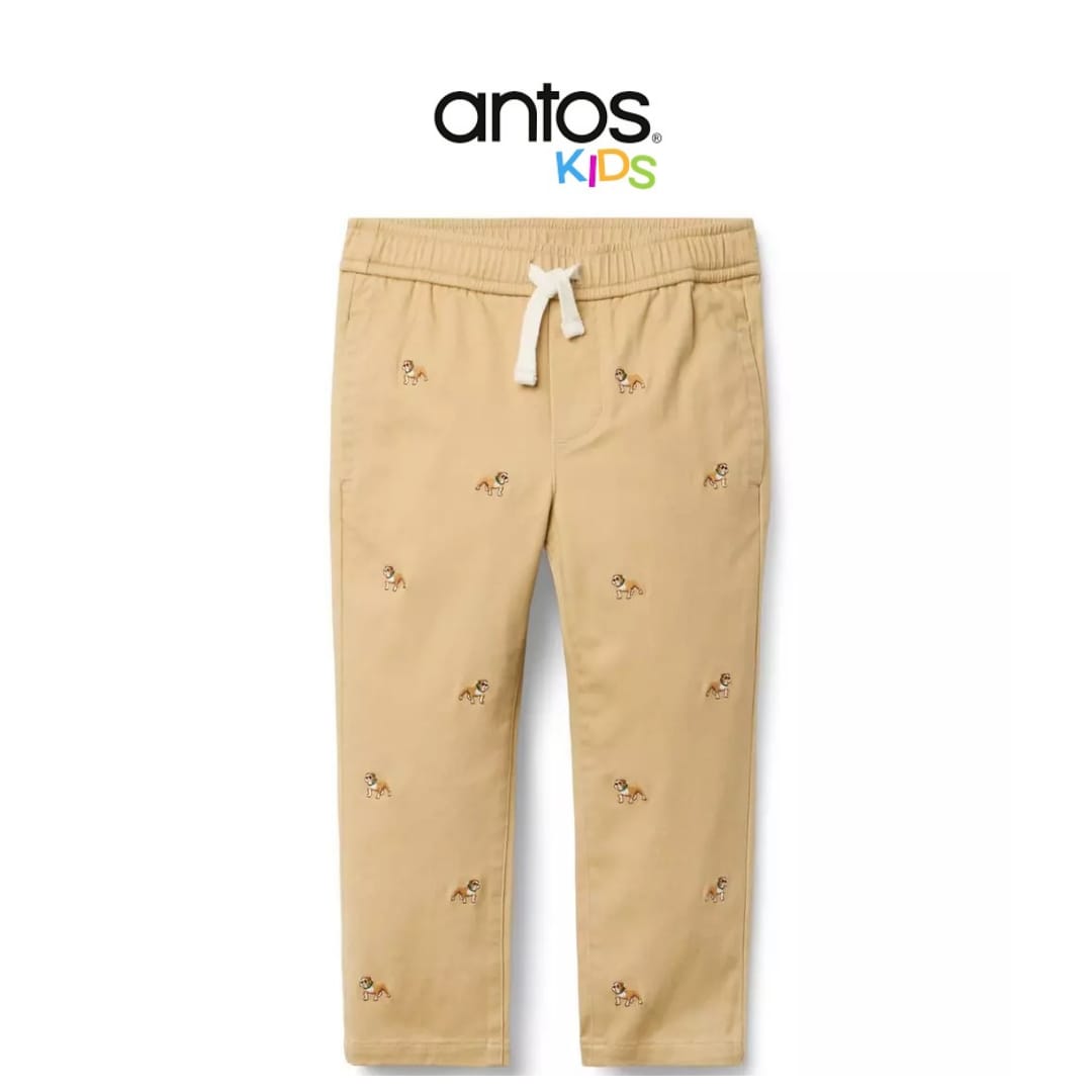 Embroidered Bulldog Twill Jogger