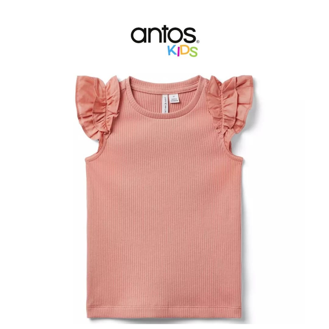 Ribbed Ruffle Sleeve Top