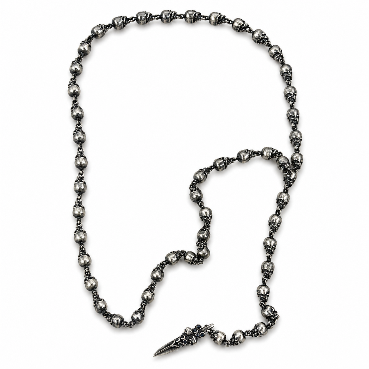 Skull Drop Necklace Sapphire Edition