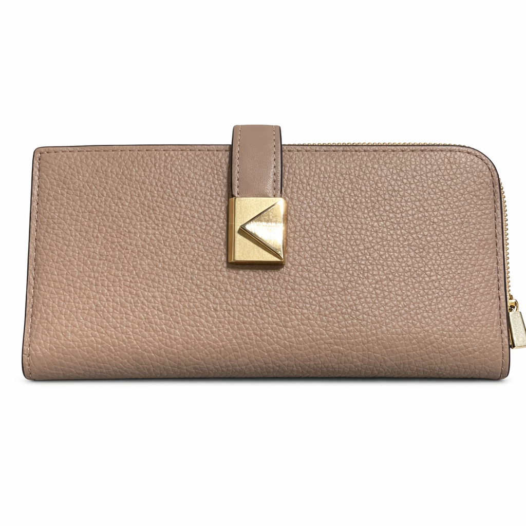 Deco Pebbled Leather Zip Slim Wallet