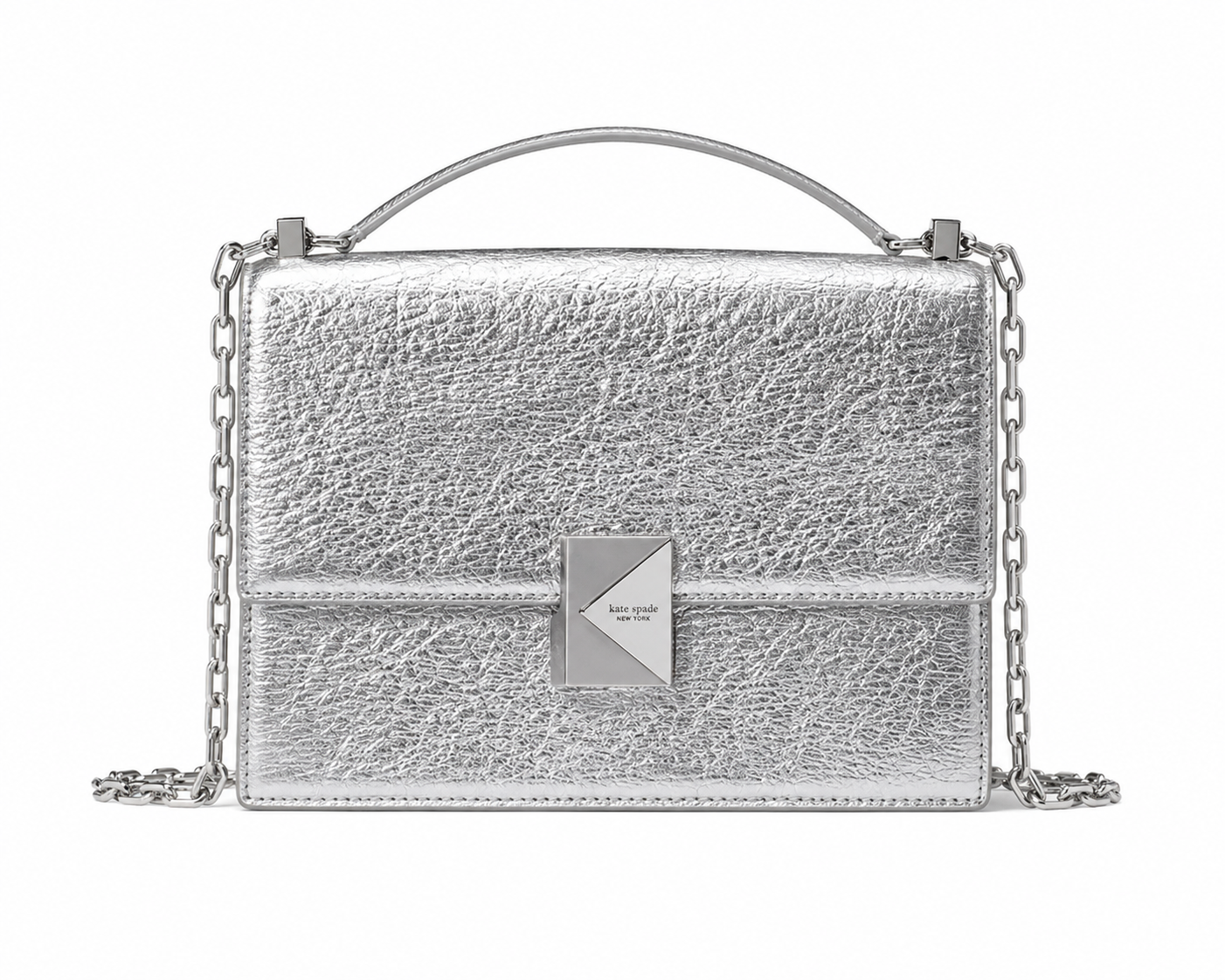 Deco Crinkle Metallic Chain Shoulder Bag