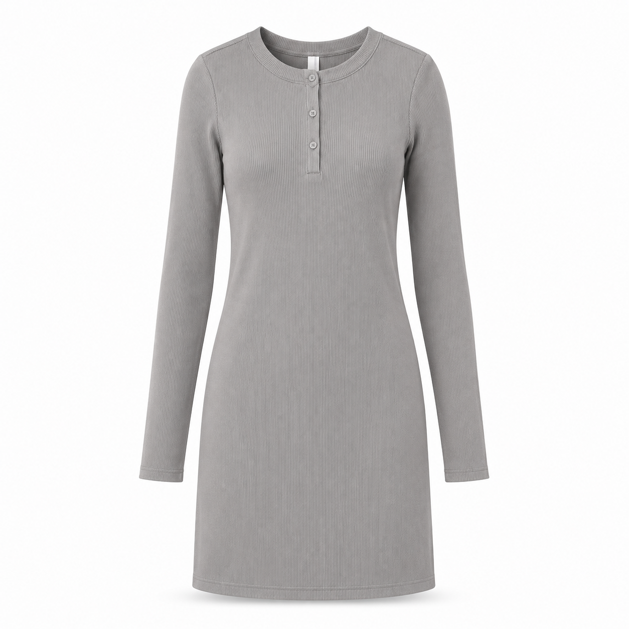 All Aligned Ribbed Ls Henley Dress