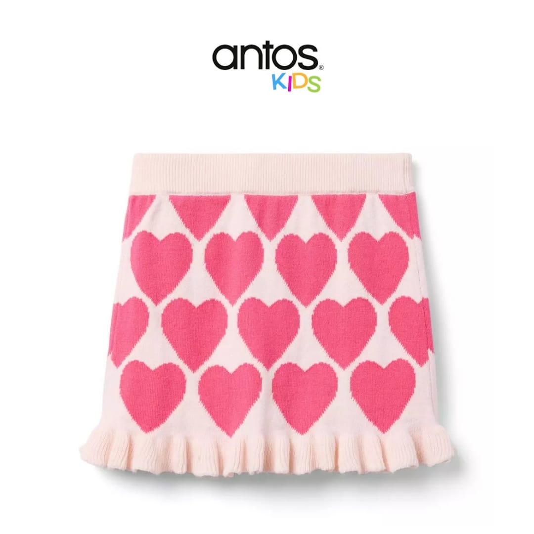 Heart Ruffle Hem Sweater Skirt