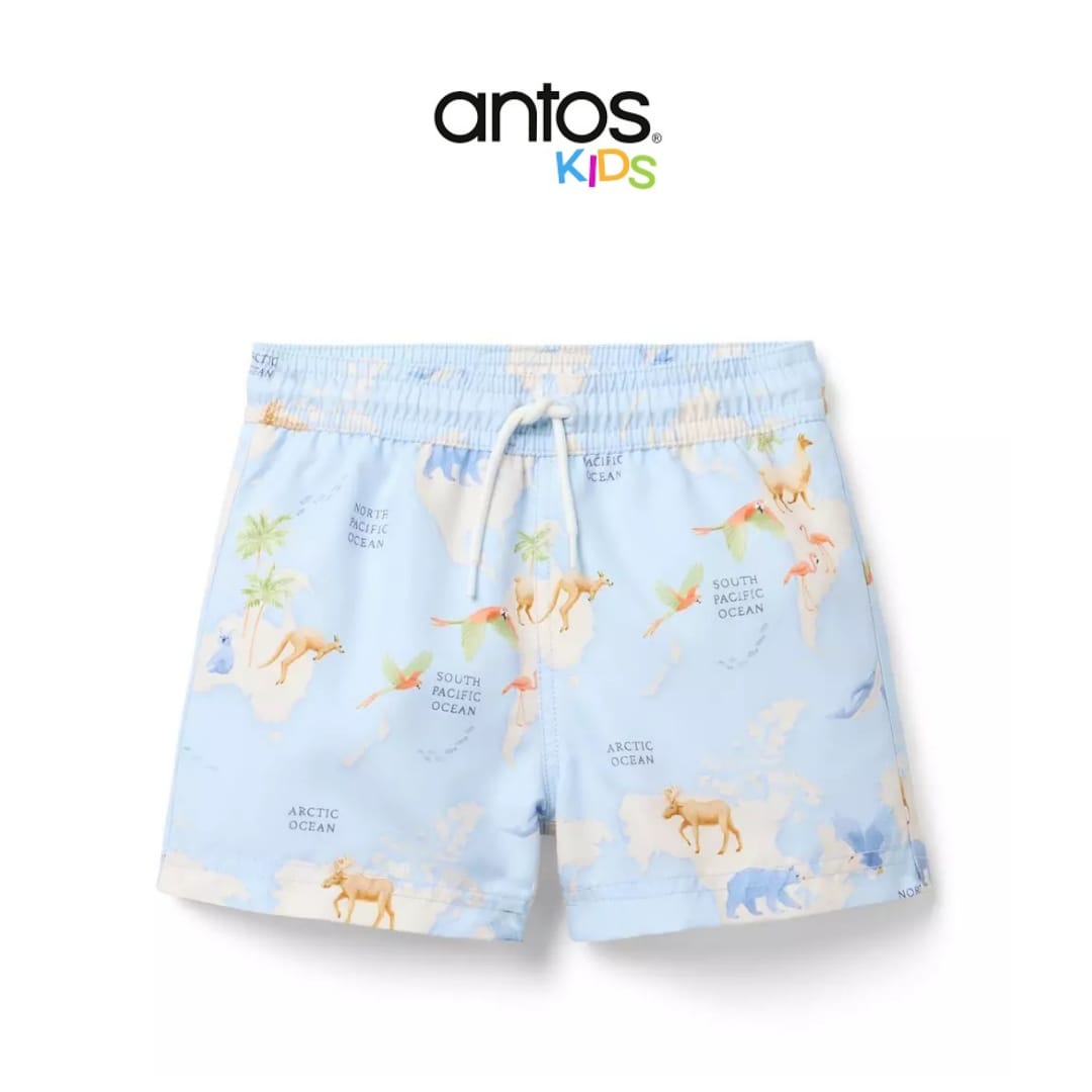 Recycled Animal Map Swim Trunk