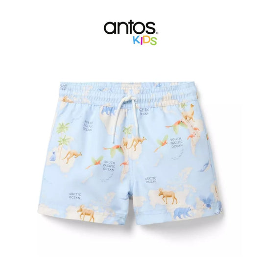 Recycled Animal Map Swim Trunk