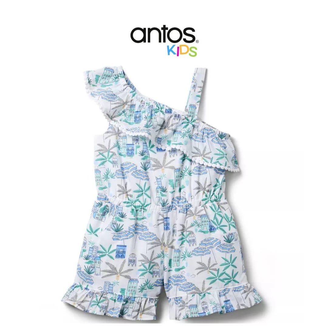 Coastal Getaway Ruffle Shoulder Romper