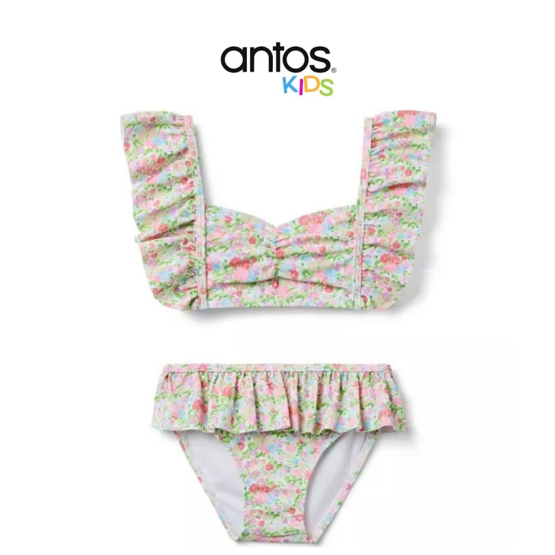 Recycled Floral Ruffle 2-Piece Swimsuit