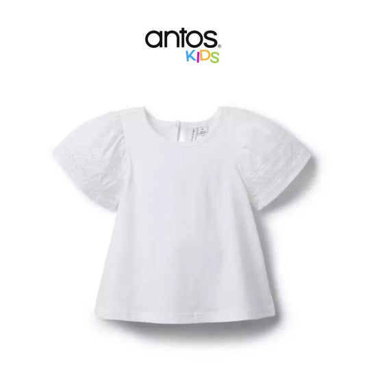 Lace Trim Puff Sleeve Top