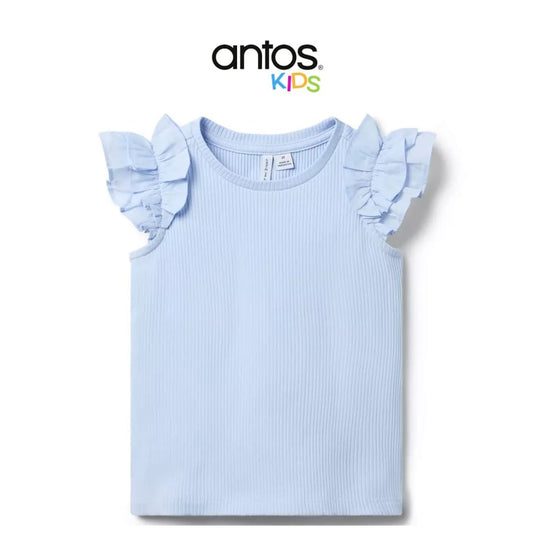 Ribbed Ruffle Sleeve Top