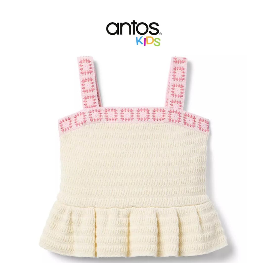 Crochet Floral Trim Peplum Top