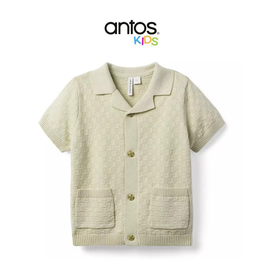 Textured Knit Collared Sweater