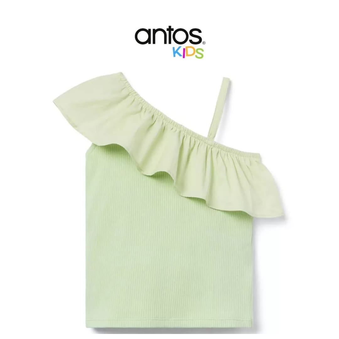 Ribbed Ruffle Shoulder Top