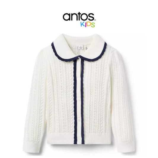 Pointelle Scalloped Trim Cardigan