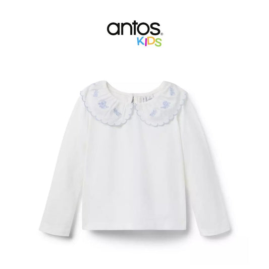 Embroidered Collar Top
