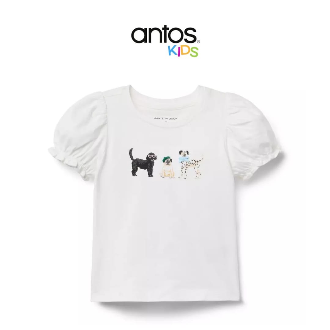 Dog Friends Puff Sleeve Tee