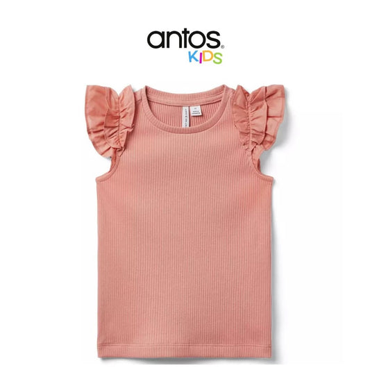 Ribbed Ruffle Sleeve Top