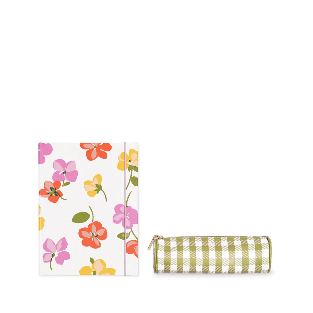 Journal and Pen Case Set, Spring Pansies
