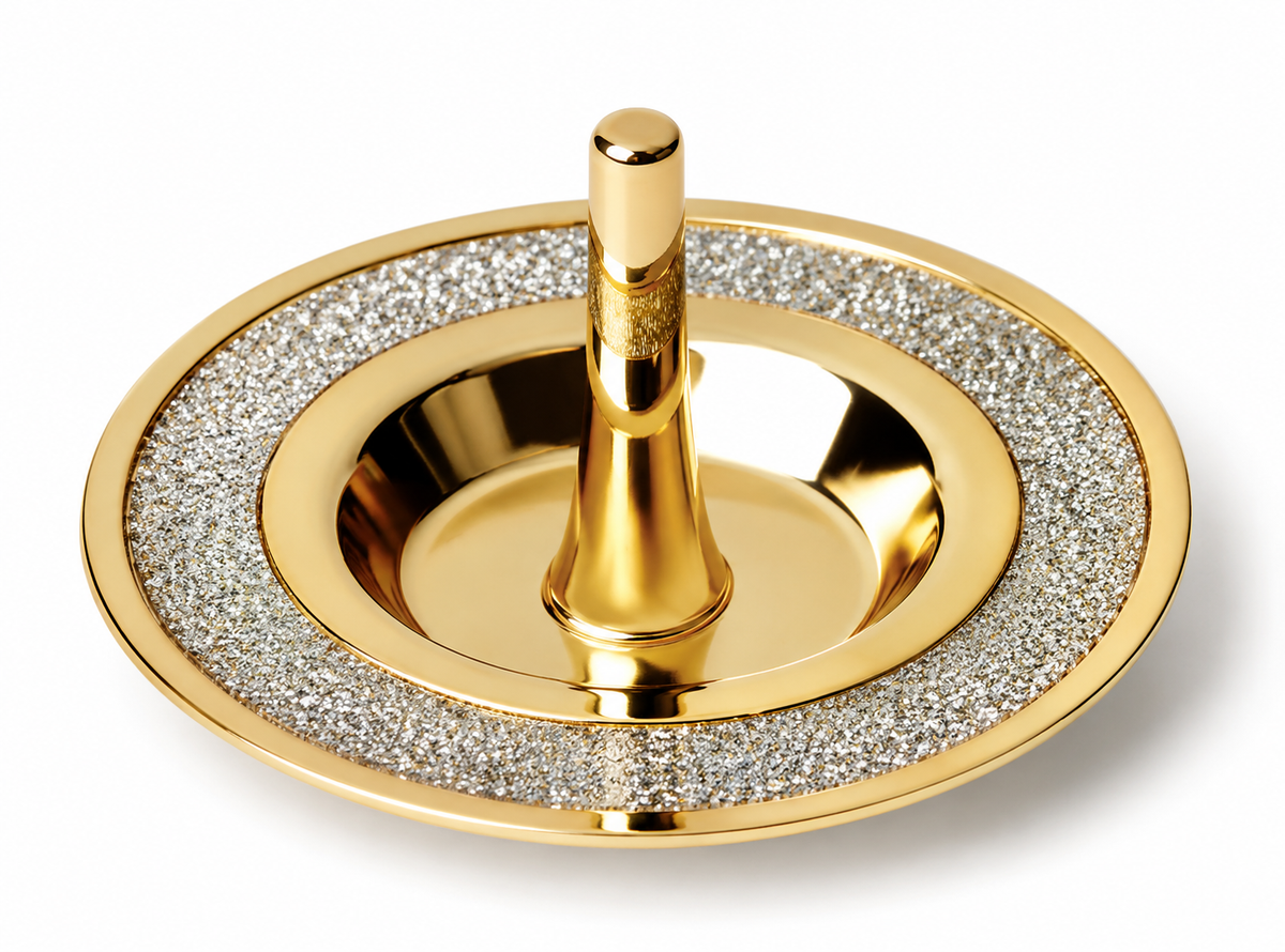 Sitting Pretty Silver Glitter Ring Dish