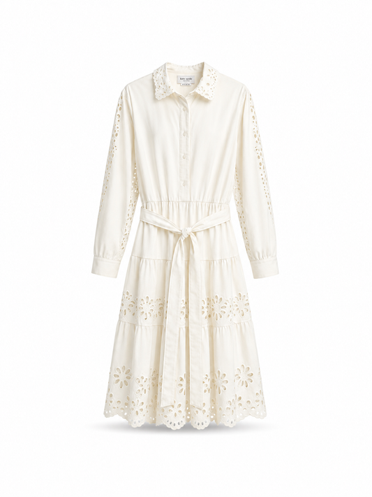 Daisy Eyelet Long Sleeve Shirt Dress