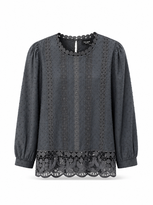 Guipure Lace Trim Blouse