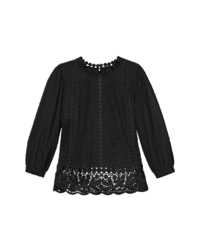 Guipure Lace Trim Blouse