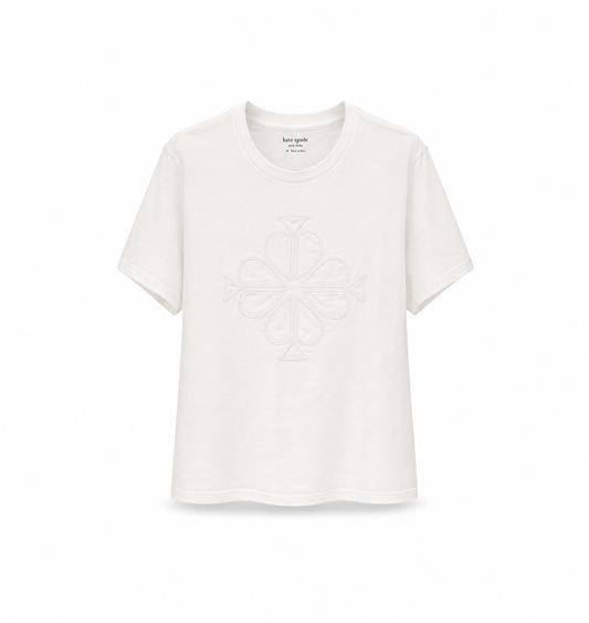 Embroidered Spade Flower Logo Tee
