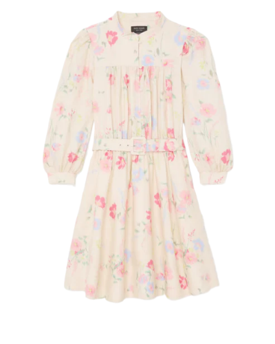 Whimsical Garden Belted Shirt Dress