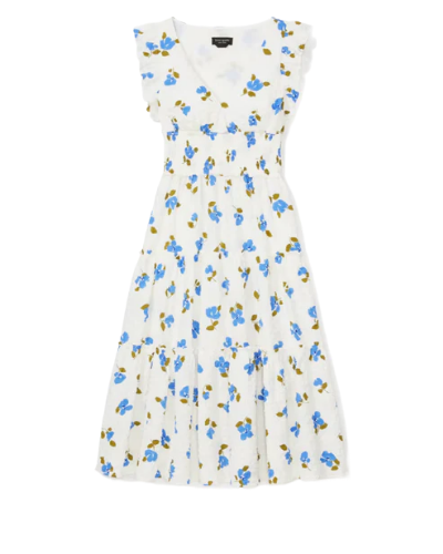 Painterly Bouquet Tiered Midi Dress