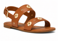 Spade Flower Stud Pebbled Leather Flat S