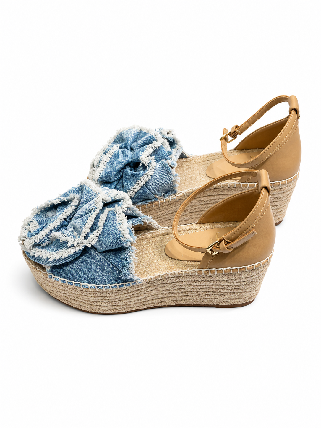 Flourish Wedge Sndl Denim/Waln 6.5 B