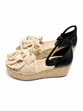 Flourish Wedge Sndl Black/Crea 8.5 B