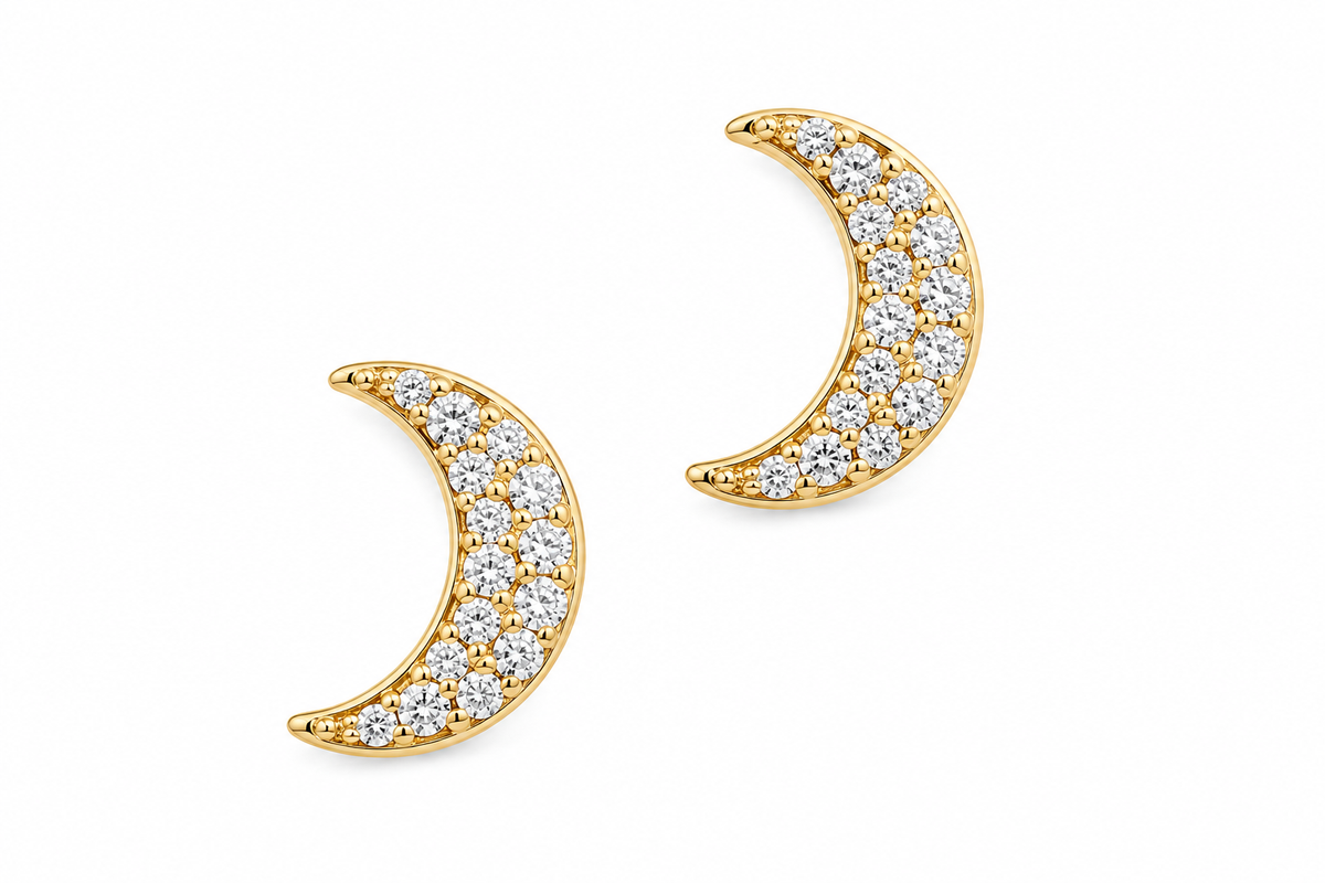 Youre A Gem Pave Moon Studs
