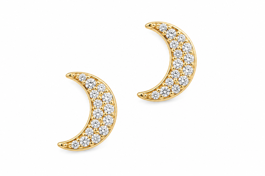Youre A Gem Pave Moon Studs