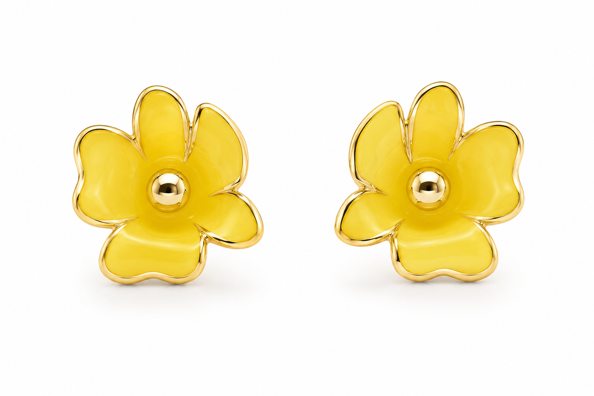Golden Bloom Flower Studs