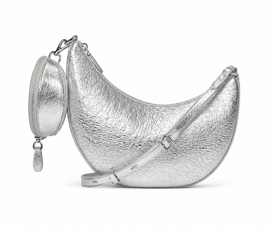 Duo Crinkle Metallic Leather Crossbody B
