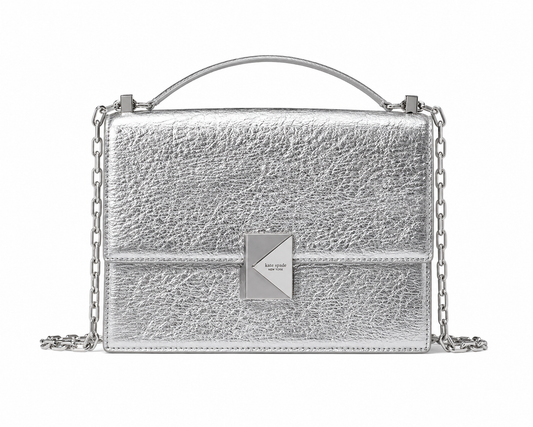 Deco Crinkle Metallic Chain Shoulder Bag