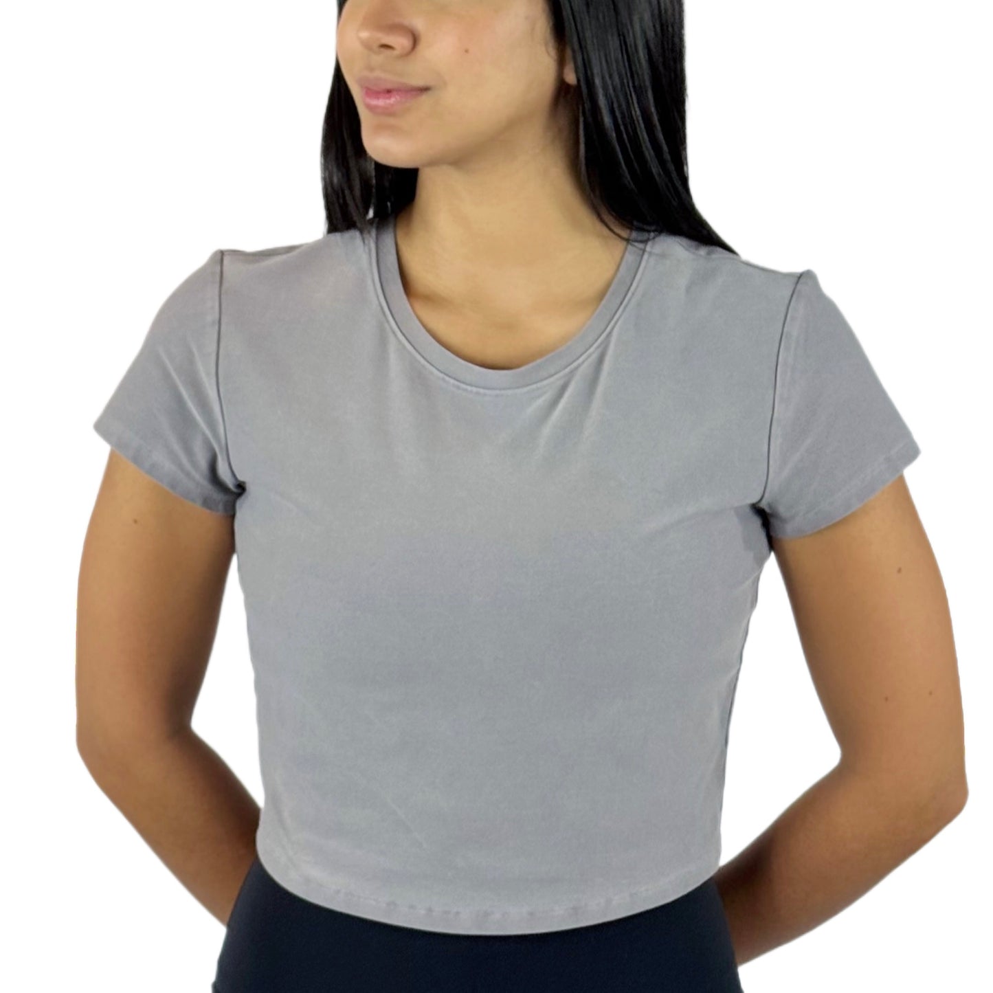 Washed Alosoft Crop Finesse Short Sleeve