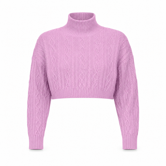 Cable Knit Cropped Winter Bliss Turtlene