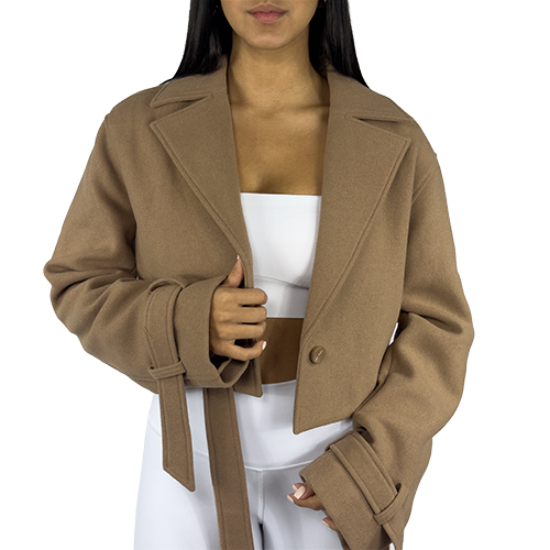 Wool Cropped Metro Trench