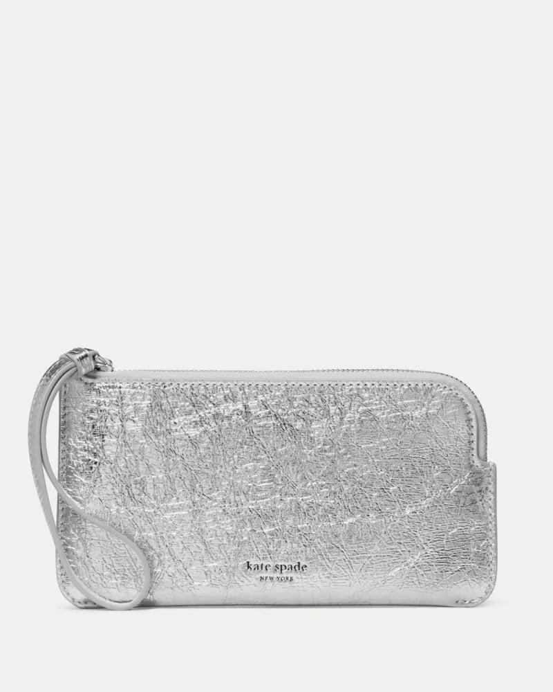 Zippy Crinkle Metallic Wristlet