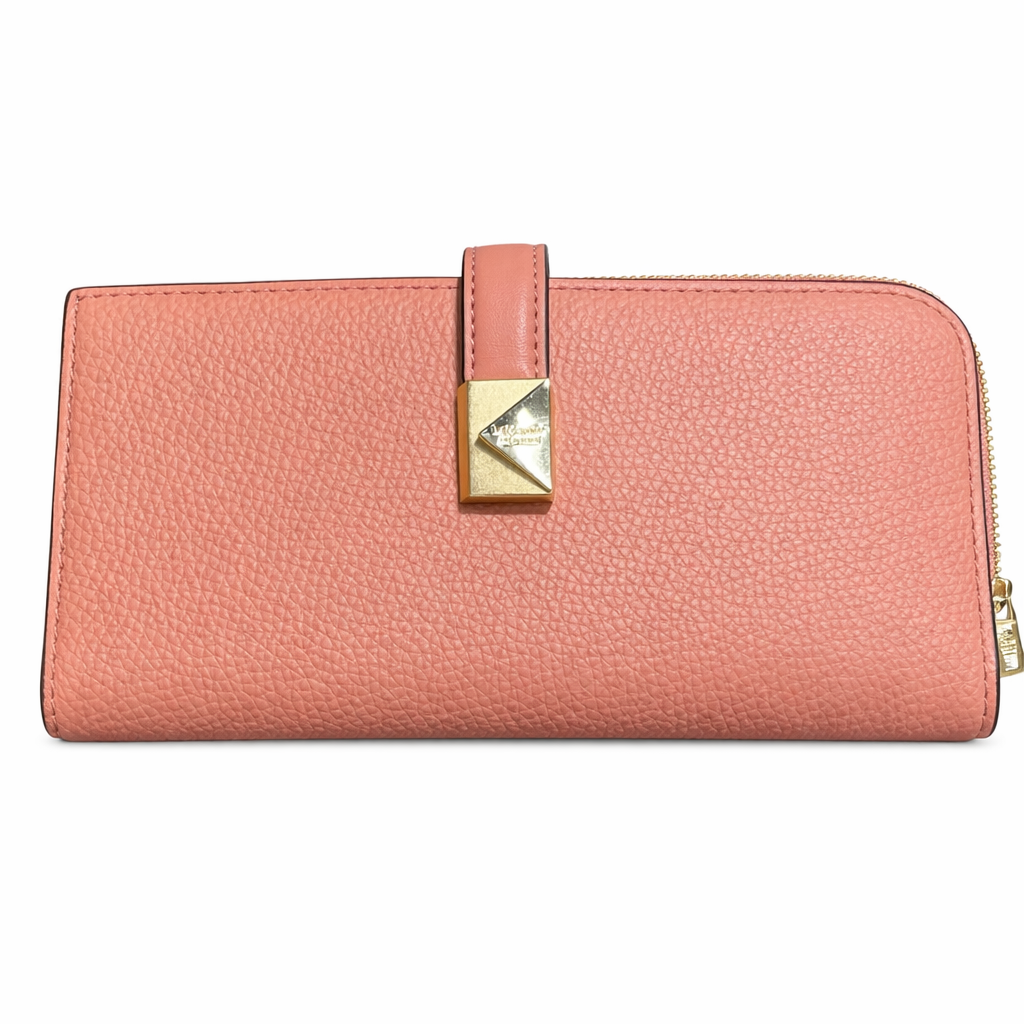 Deco Pebbled Leather Zip Slim Wallet