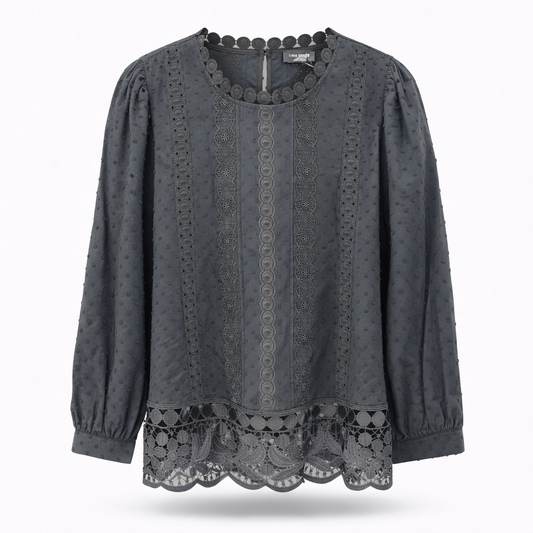 Guipure Lace Trim Blouse