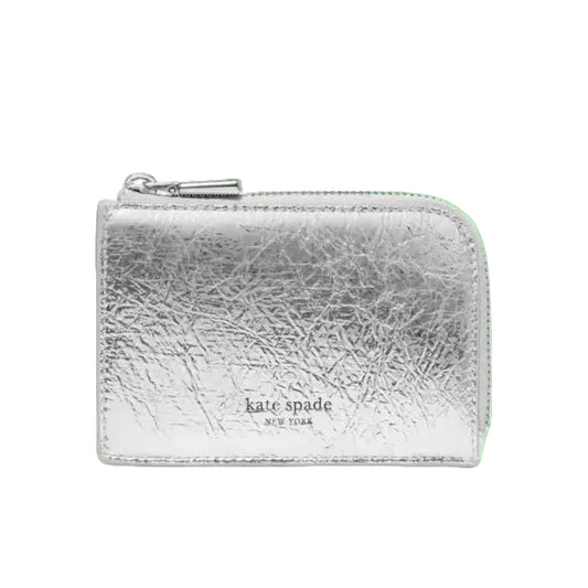 Crinkle Metallic Mini Zip Card Case