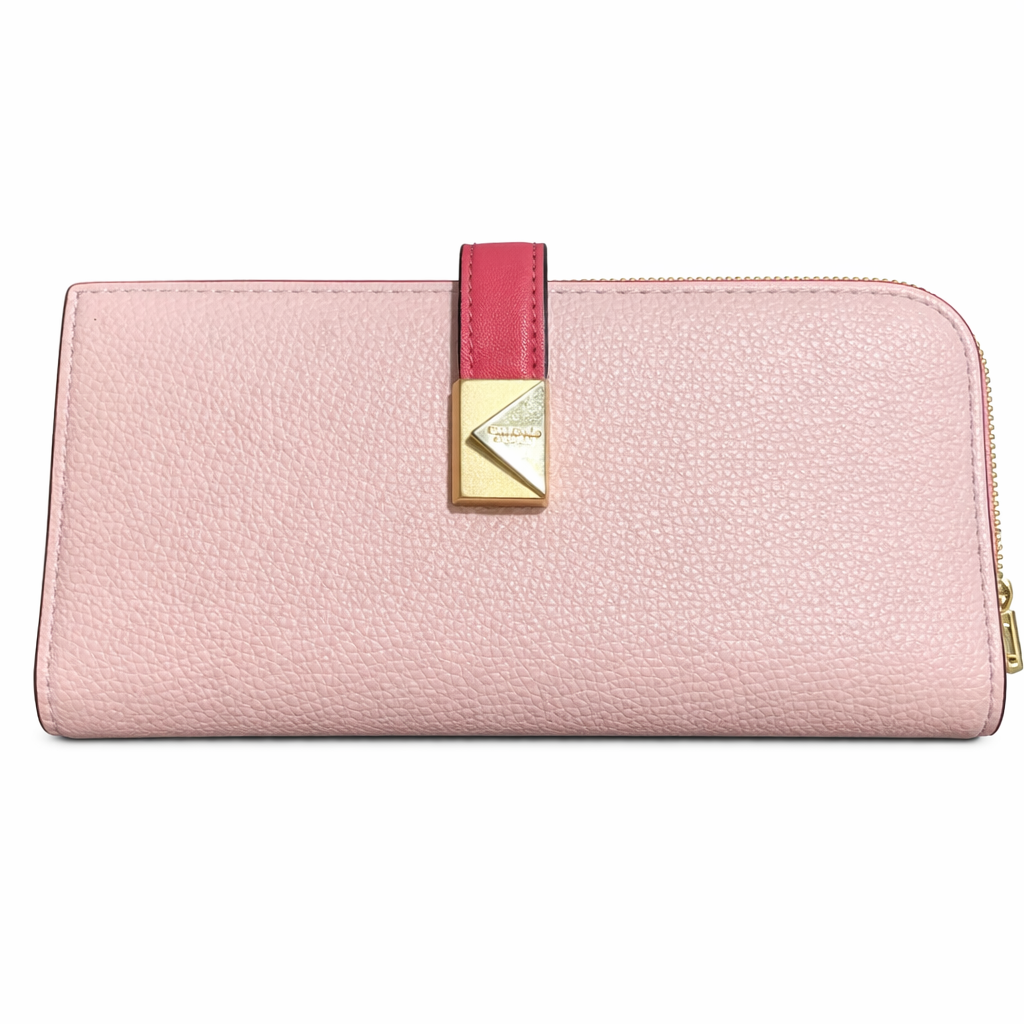 Deco Colorblocked Pebbled Leather Zip Sl